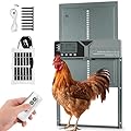 fophop Large Automatic Chicken Coop Door, Solar Powered with Upgraded 4000mAh Battery, Light Sensor, Timer, Remote & Manual Control, Anti-Pinch Safety Auto Door for Chickens, Ducks & Geese, Blue