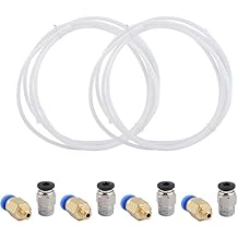 2 Pieces PTFE Teflon Tube 1 Meters + 4 Pieces PC4 M6 Quick Fitting + 4 Pieces PC4 M10 Straight Pneumatic Fitting Push to Connect for 3D Printer 1.75mm Filament