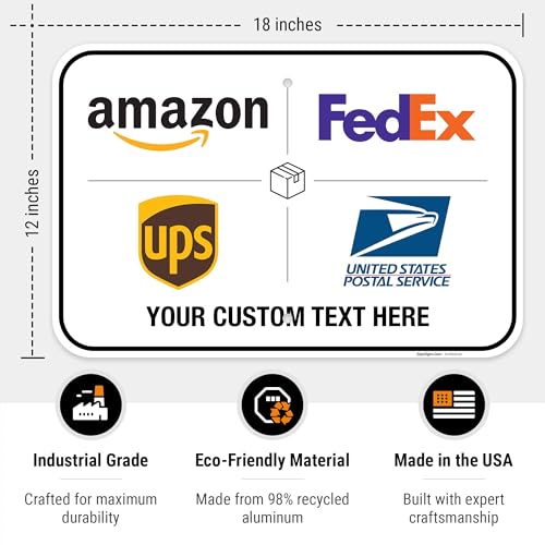 Image of Custom Package Delivery Sign, Delivery Instructions, 12x18 Inches, Rust Free .063 Aluminum, Fade Resistant, Made in USA by Sigo Signs