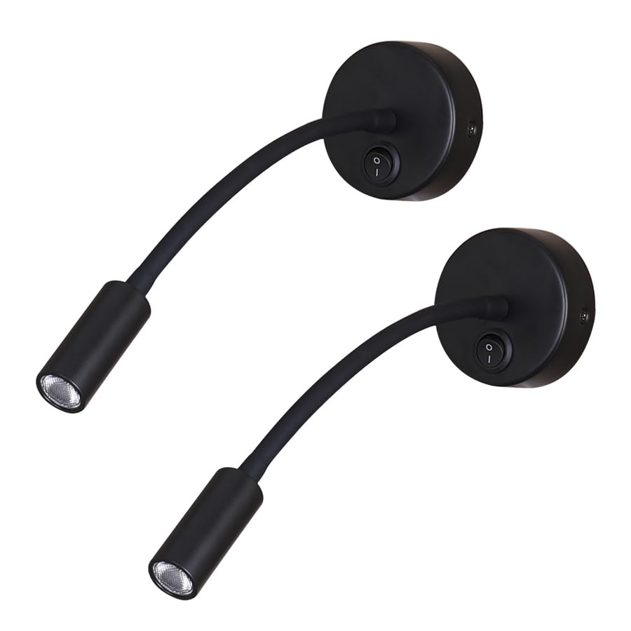 Image of LED Reading Lamp 3W Warm White 3000K for Reading Books Black Hardwired 2PCS (RS025)