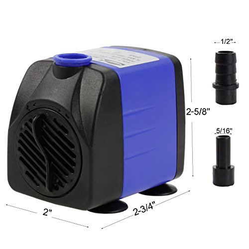 Image of AQUANEAT Small Fountain Pump, 265 GPH Submersible Water Pump with 3.3 ft Tubing, for Aquarium Fish Tank, Pet Water Fountain, Hydroponics, Pond Waterfall Filter Pump