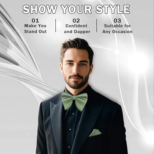 Image of Mens Bow Tie Pre Tied Oversized Bow Ties for Men Satin Bowties for Tuxedo Wedding Party Banquet