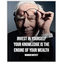AMERICAN LUXURY GIFTS Invest In Yourself - Warren Buffett Quote Vintage Wall Art - Home Office Decor - 8x10 Unframed Print