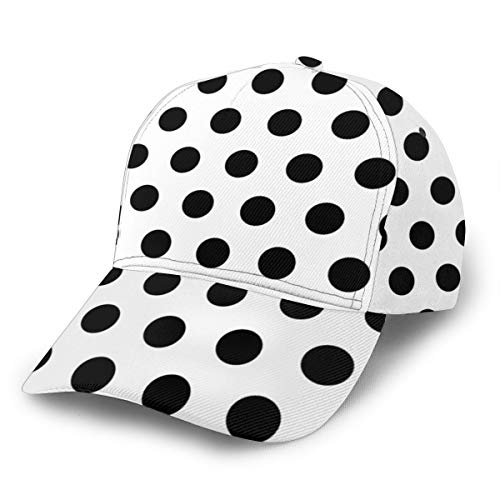 Women Men Teens Adjustable Baseball Cap Fashion Curved Visor Sun Hat Lightweight Dad Hat Sports Outdoor Cap (Black Polka Dot Pattern)