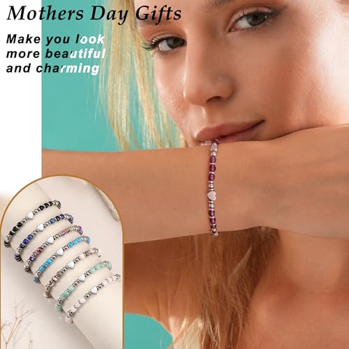 Christmas Gifts for Women, Stocking Stuffers for Teens Beaded Bracelets for Women Gifts for Mom Christmas Gift Mothers Day Gift for Grandma Daughter Bonus Mom Nature Stone Bead Bracelet Graduation Jewelry for Her 2026
