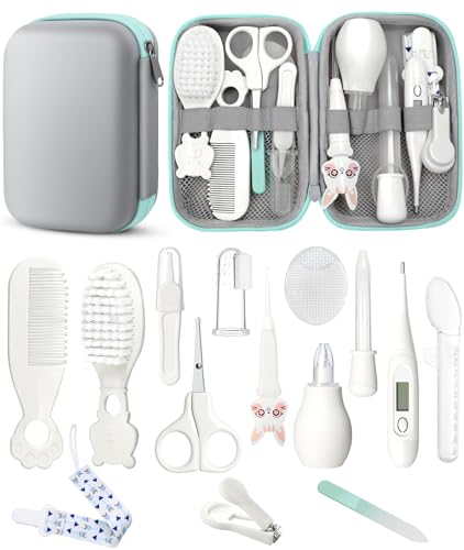 Baby Healthcare and Grooming Kit, Safety Newborn Nursery Baby Care Kit, with Hair Brush Comb, Nail Clipper, Thermometer, Pacifier Clip, Baby Registry Search, Baby Girl Boy Newborn Essentials