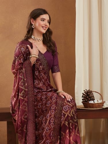 Image of Women's Banarasi Silk With Jacquard Print Saree With Blouse