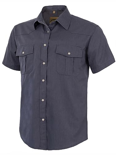 Chemise à manches courtes homme Coevals Club gris grande taille 4XL avec boutons à pression