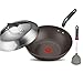 SGSG Wok per Uso Domestico/Padella/Padella/pentola per zuppa in Acciaio Fuso Punto Rosso Controllo della Temperatura Antiaderente, Fiamma Aperta 30 cm con Coperchio/FO