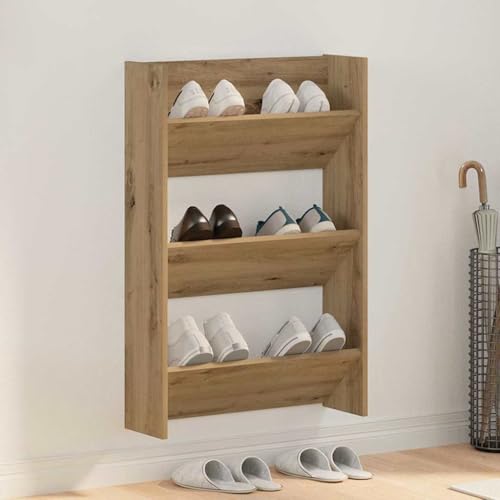 SooIarix Zapatero de roble Artisan, 60 x 18 x 90 cm, material de madera, zapatero de pared, cerrado, estrecho, ahorra espacio, moderno zapatero, montaje en pared para pasillo y entrada