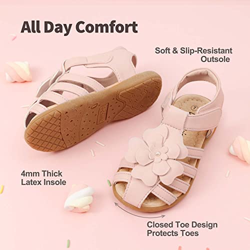 Image of DREAM PAIRS Girls Toddler /Little Kid Closed-Toe Flower Summer Dress Sandals Shoes