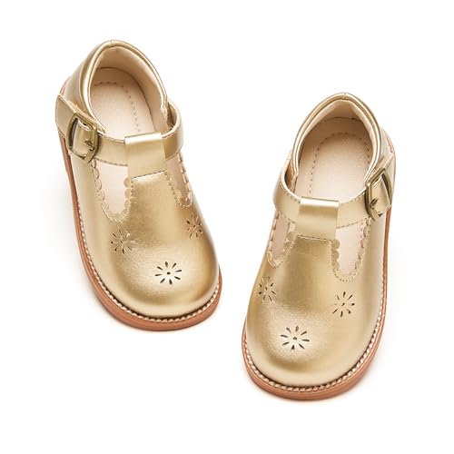 Image of PHIRAMIN Toddler Flower Girl Dress Shoes - Little Girl Mary Janes Flats Wedding