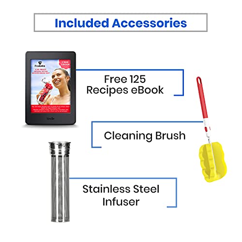 Image of Fruitalite Thermosteel Insulated Fruit Infuser Water Bottle- 700ml with Screw /Spout Lid, Steel Infusion Rod, Infused Detox Recipe eBook, Double-Wall Vacuum Stainless Steel Bottle- Midnight Blue