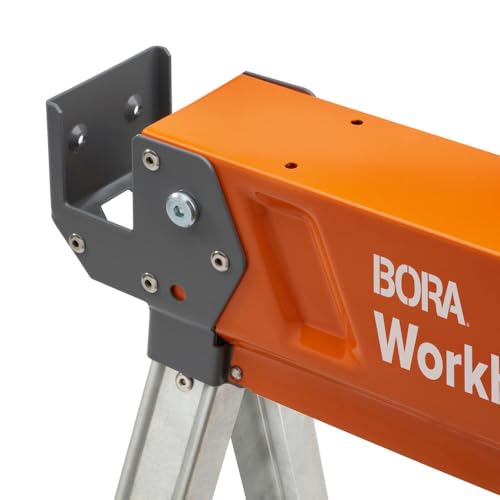 Image of BORA Workhorse Saw Horses 2 pack Folding Heavy Duty Metal Sawhorse with 2x4 Bracket Professional Saw Horse for Woodworking Carpenters Contractors PM-3350T