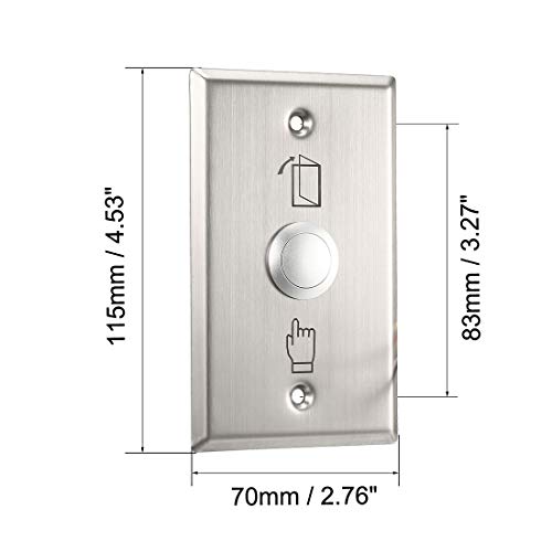 Uxcell Door Release Button Push To Exit Resettable No/Nc/Com Switch For Access Control Panel 115Mmx70Mm 36V 3A Stainless Steel #TOP1