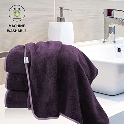 Cosy Family Microfiber 4 Pack Bath Towel Set, Lightweight And Quick Drying, Ultra Soft Highly Absorbent Towels For Bathroom, Gym, Hotel, Beach And Spa (Grape Purple) #TOP3