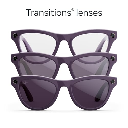 Image of Meta Ray-Ban (Gen 2), Skyler, Shiny Mystic Violet | Smart AI Glasses for Men, Women - 2x Battery Life - 3K Ultra HD - 12 MP Camera, Audio, Video Recording - Transitions Amethyst Lenses - Sunglasses