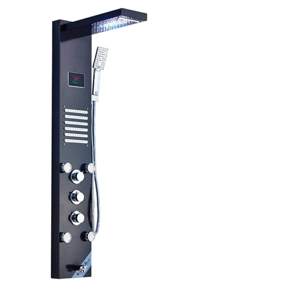 Système de douche panneau en acier inoxydable noir avec jets de massage spa 8004