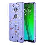 KOARWVC Phone Case for Moto G7 Plus Case, Moto G7 Case,T-MobileRevvlry+ XT1965 XT1962 Cute Flower Pattern Design Slim Protective Soft TPU Bumper Phone Cover for Motorola G7 Purple Garden