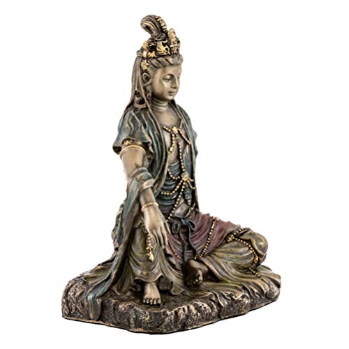 Top Collection Water And Moon Quan Yin Statue -Hand Painted Kuan Yin Goddess Of Mercy And Compassion Sculpture In Premium Cold Cast Bronze- 5-Inch Collectible Bodhisattva Avalokiteśvara Figurine #TOP3