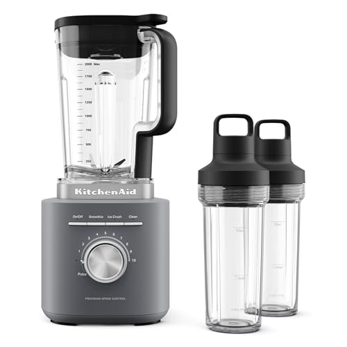 KitchenAid Pure Power Blender with 2 Personal Blending Jars, 1700 Watt Peak Power*, KSB2078, Matte Charcoal Grey