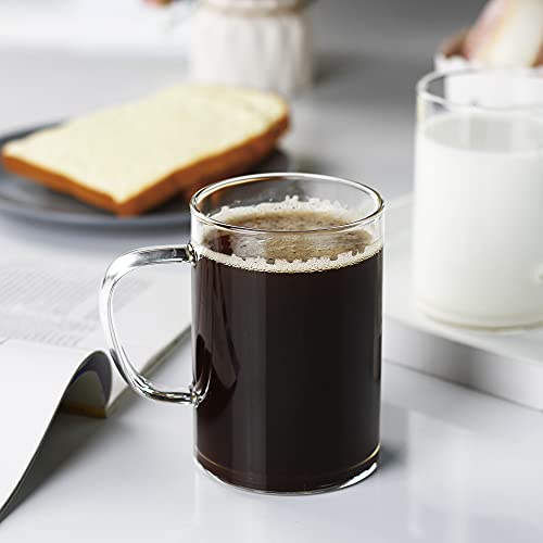 Luxu Glass Coffee Tea Cups Set Of 4,Clear Glass Mugs For Hot Or Cold Beverages(16 Oz),Large Wide Mouth Glassware For Mocha,Latte,Water,Chocolate,Drinks And Juice,Great Gifts For Home And Office #TOP7