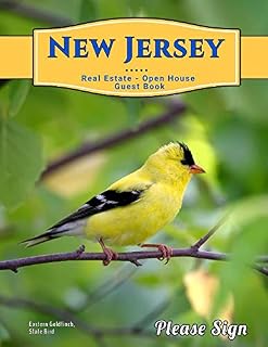 New Jersey Real Estate Open House Guest Book: Spaces for guests’ names, phone numbers, email addresses and Real Estate Professional’s notes.