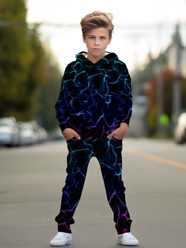 Image of boys' clothing sets, 2-Piece Hoodie & Pants Outfits for Boys Size 4-14 | Lightweight Non-Fleece Fall & Spring Clothing Sets