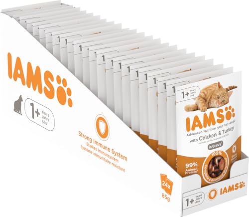 IAMS Delights Cibo Umido Pollo e Tacchino, 24x85g