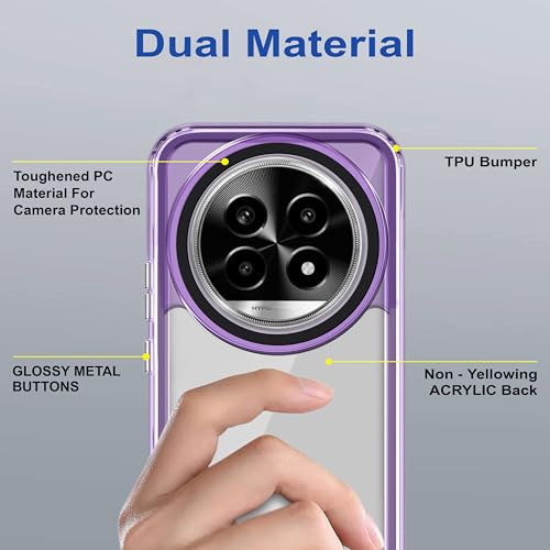 Image of Zapcase Back Case Cover for Realme 14 Pro Lite 5G | Compatible for Realme 14 Pro Lite 5G Back Cover | Case Cover with Camera Protection | (TPU + PC | Translucent Purple)