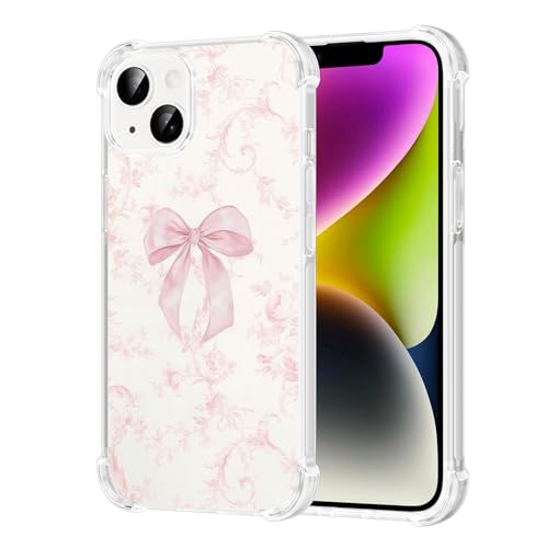 Coque intégrale pour iPhone 14 avec un motif floral rose clair pour femme