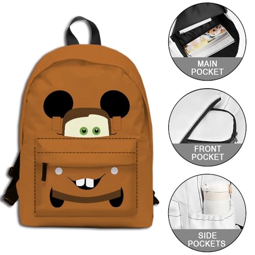 Kawaii Sky Blue Car Backpack Funny Face Bookbag Daypack Travel Work Camping Bag 16 Inch4