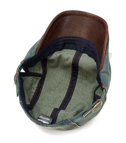 Image of Quanhaigou Unisex Denim Newsboy Hats Flat Ivy Gatsby Cabbie Driving Berets Hat Cotton Dad Cap for Men Women
