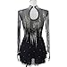Girls Ice Figure Skating Dress Breathable Women Customizable Competition Dance Clothing with Shiny Rhinestone(Large) Black