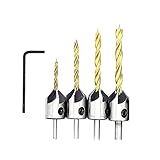 Verwendung: Holzbohrungen LF&LQEW Runde Schafttitanbeschichtung HSS Countersink Bohrer Bit Tischlerei Schalme langweilige Holzbearbeitungswerkzeuge (Farbe : 4pcs Gold)