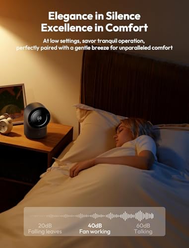 Image of Aecooly Touch Control Desk fan, 100 Speeds Quiet Digital Display Small Table Fan, 4000mAh Battery Powered Desktop Fan for Bedroom, Bedside, Office, Travel -Black