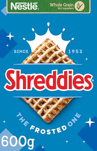 Nestlé Cereals - Shreddies Breakfast Cereal - Bitesize Wholegrain Wheat Cereal - The Frosted One - High Fibre 5 Vitamins & Iron - 600g