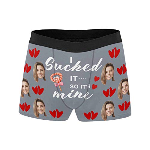 Custom Face Boxers Property of Girlfriend Face White Personalized Face Briefs Underwear for Men