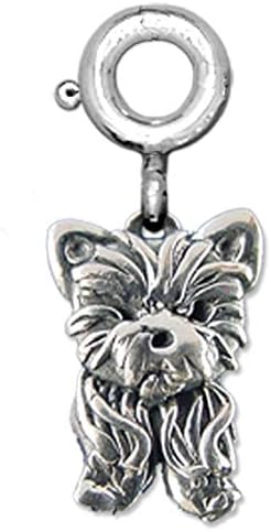 The Magic Zoo Sterling Silver Yorkie Puppy Charm for Charm Bracelet