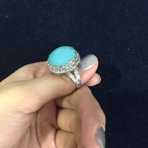Bague calcedoine ajustable pour grands doigts en argent massif 925
