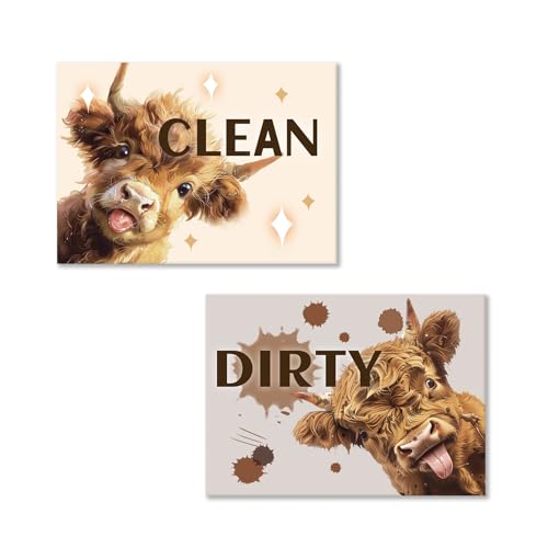 Paayna Farm Highland Cow Dishwasher Magnet Clean Dirty Sign