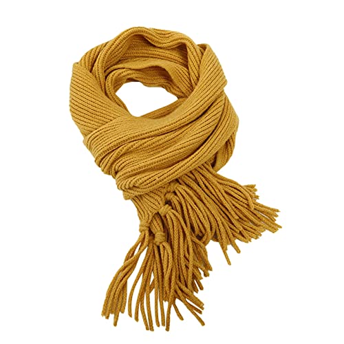 YOLAI Lady Classic Tassel Knitted Scarf for Women Solid Color Scarves Winter Soft Warm Wraps (C, One Size)