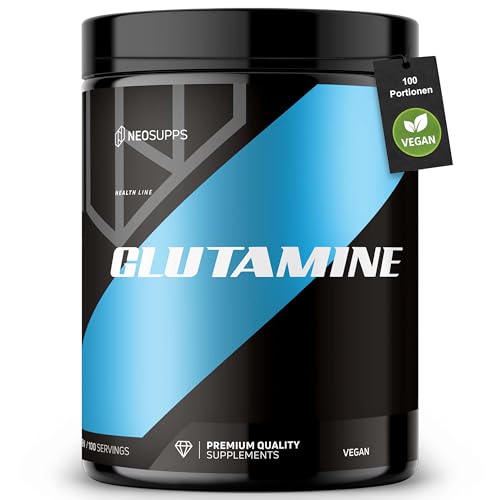 NEOSUPPS L-Glutamin Pulver Geschmacksneutral I Perfekt für nach dem Training - Post Workout I Vegan & 100% Rein I Pures L-Glutamine Hochdosiert & ohne Zusatzstoffe