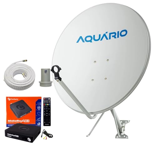 Kit Antena - Receptor Digital Century Midiabox Lnbf 5g Ku Cabo Cor Preto 110v/220v