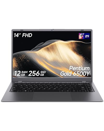 Image of 2026 Laptop, Pentium Gold 6500Y Processor(Up to 3.4GHz),12GB RAM 256GB SSD,14 Inch FHD IPS Display, 5000mAh Battery,Type-C,Portable Laptops Computer for Business Office Home