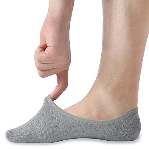 Lo Shokim 8 Pairs No Show Socks Men Breathable Non Slip Low Cut Socks Women Cotton Durable Invisible Socks Loafers (Pb-Solid-4Black+4Grey, 10-13) #TOP5