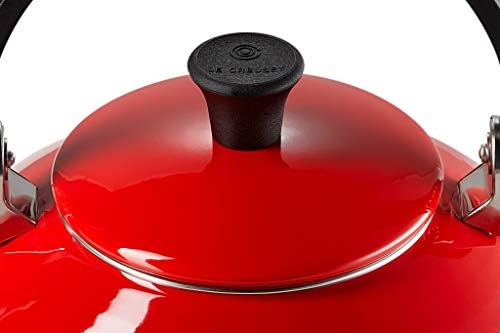 Le Creuset Zen Stove-Top Kettle with Whistle, Suitable for All Hob Types Including Induction, Enamelled Steel, Capacity: 1.5 L, Cerise, 92009600060000