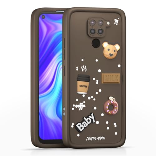 Image of Pikkme Back Cover for Redmi Note 9 | Cute Fun Cartoon 3D Bear Silicone Full Body Protection Bumper Cover (Brown)