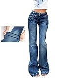 EMMIOL Women's Flare Jeans Y2k 90s Bootcut Mid-Low Rise Vintage Denim Pants Bell Bottoms Medium Faded Denim