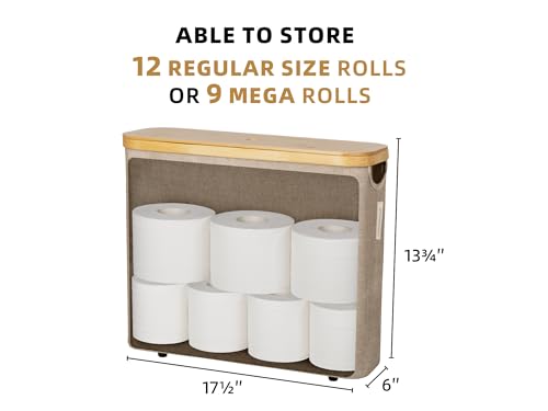Storageworks Toilet Paper Storage Basket, Toilet Paper Basket With Bamboo Lid, Large Toilet Paper Holder For Up To 9 Mega Rolls thumb #1